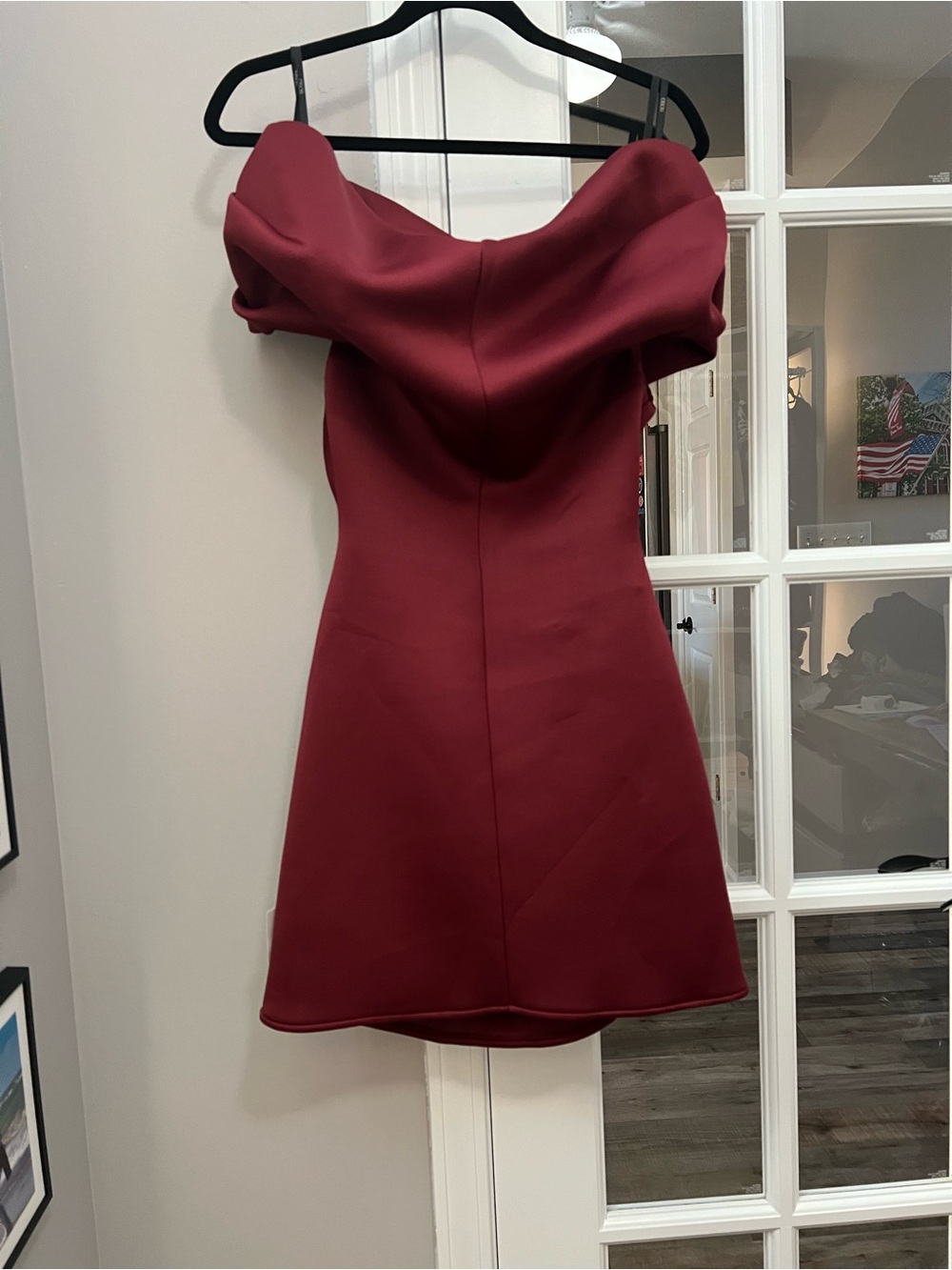 ASOS pleated Bardot Strapless mini dress in wine sz 6 NWT - Picture 2 of 7